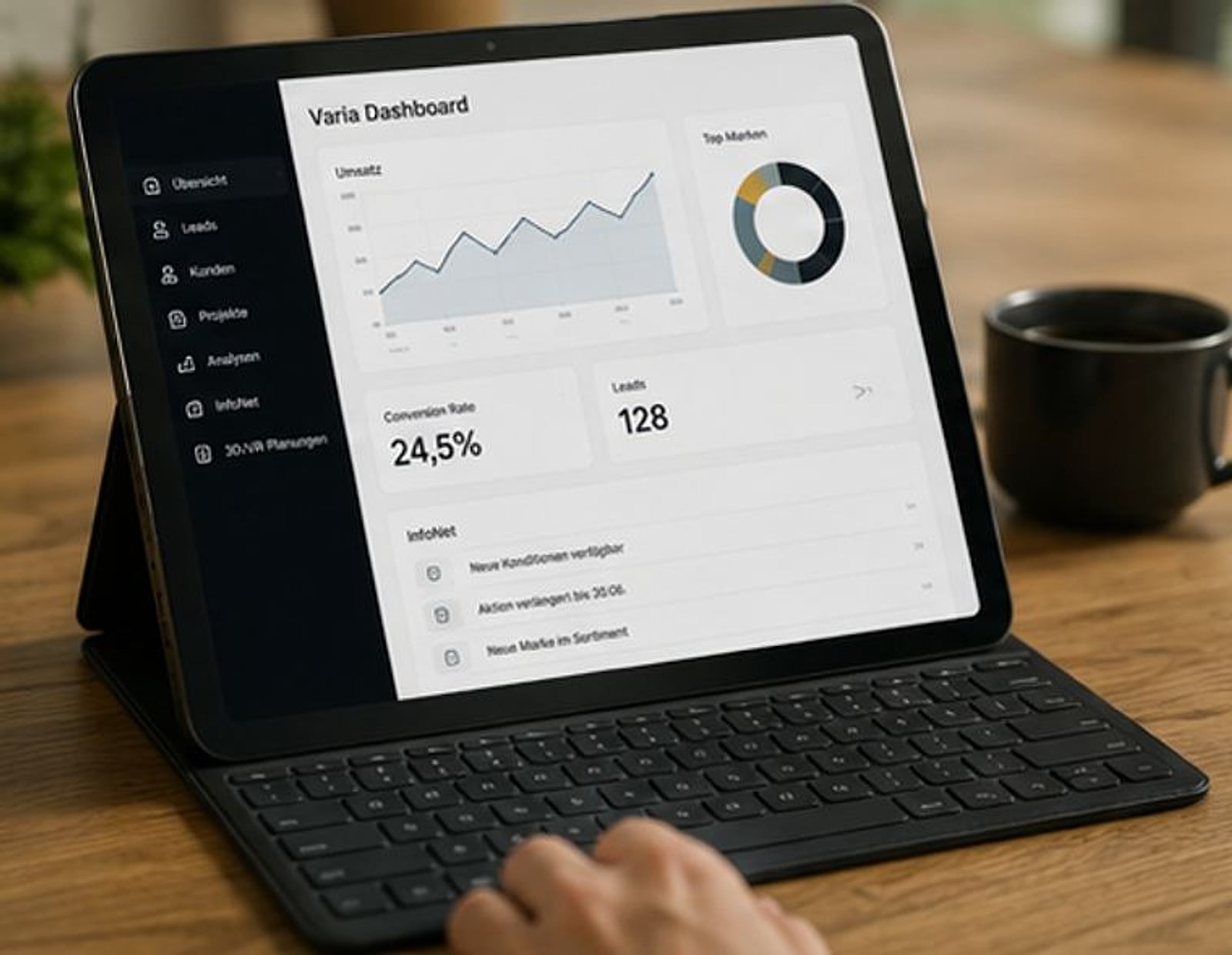 Varia-Dashboard mit Kennzahlen — die Werkzeuge des Systems statt allein